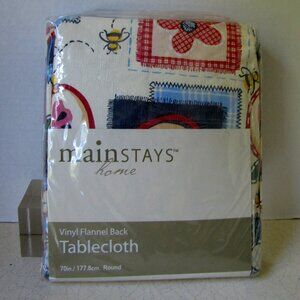 Vinyl Flannel Back Tablecloth 70 in Round NIP